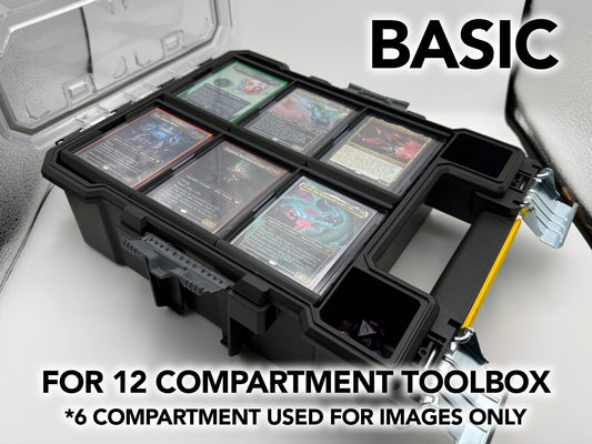 TCG Toolbox Inserts BASIC | 12 Compartment Commander Deck Organiser | Inserts + Toploaders | Up to 100 Double Sleeved Cards